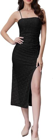 Women's 2025 Floral Lace Sleeveless Side Split Long Dresses Slim Fit Party Maxi Dress in Saudi Arabia