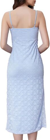 Women's 2025 Floral Lace Sleeveless Side Split Long Dresses Slim Fit Party Maxi Dress in Saudi Arabia