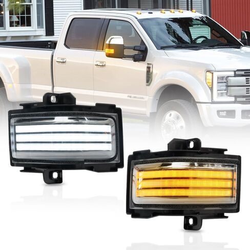 NJSBYL Led Side Mirror Marker Lamp For Ford F150 F250 F350 F450 F550 2017 2018 2019 2020 2021 2022 2023 Super Duty Switchback White Driving Parking Light Amber Turn Signal Lights Clear Lens in Saudi Arabia