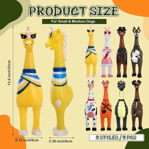 8 Pcs Rubber Chicken Dog Toy Large Squeaky Screaming Chicken Dog Rubber Squeeze Squeaky Prank Noise Maker Chew Toy for Pets, 6 Styles Mixed in Kuwait