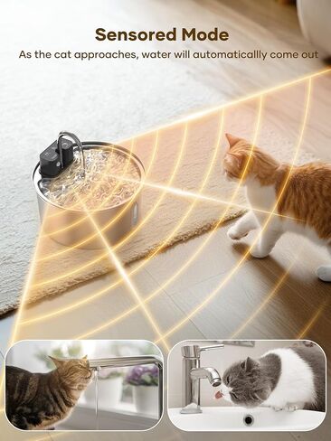 Wireless Cat Water Fountain - 108oz/3.2L Automatic Cat Water Fountain Cordless, Stainless Steel Battery Operated Pet Fountain Rechargeable Water Dispenser for Cats, Dogs, Multiple Pets in Saudi Arabia