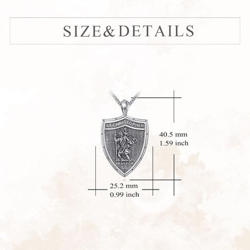 Crmad Sterling Silver Silver Bather Saint Shield Netclace Pendant Necklace Denolute Gertector Jewelry Gifts for Women Men in Saudi Arabia