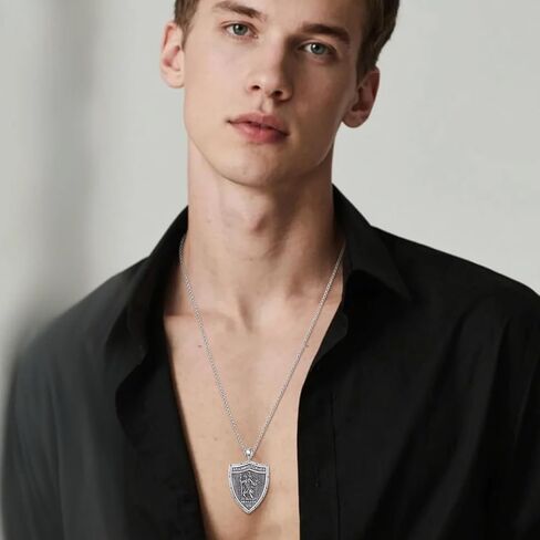 Crmad Sterling Silver Silver Bather Saint Shield Netclace Pendant Necklace Denolute Gertector Jewelry Gifts for Women Men in Saudi Arabia