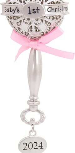 Hallmark Baby's First Rattle Blue 2024 Christmas Ornament, Premium Metal in Kuwait