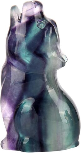 Fluorite Howling Wolf Crystal Figurines, 2.2 Inch Wolf Totem Spirit Animal Statue Decor for Home Office Desk Altar, Hand Carved Natural Healing Crystal Sculpture Gifts for Women Men in Saudi Arabia