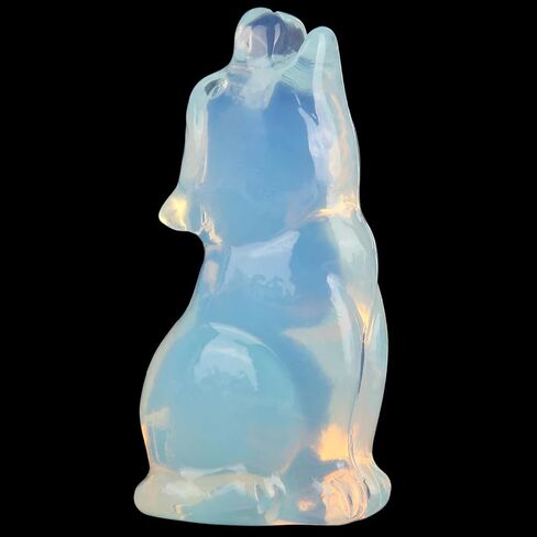 Fluorite Howling Wolf Crystal Figurines, 2.2 Inch Wolf Totem Spirit Animal Statue Decor for Home Office Desk Altar, Hand Carved Natural Healing Crystal Sculpture Gifts for Women Men in Saudi Arabia