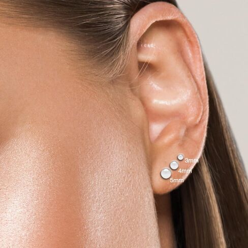 A & M 3 Pack 14K Gold Ball Stud أقراط - أقراط ذهبية خفيفة الوزن للنساء - مريحة لارتداء اليابسة اليومية مع Post Post آمنة - أحجام 3 مم - 5 مم in Saudi Arabia