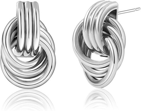 الذهب شريحة مطلية بعقدة مكتنزة هندسية DLER DANGLE TOMBITED LINK STUD أقراط للنساء مجوهرات الدائرة العصرية in Kuwait
