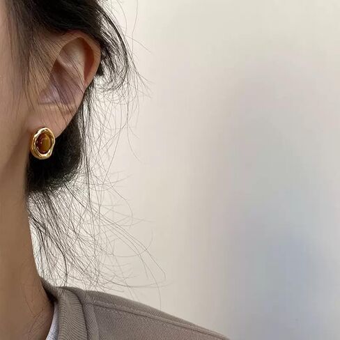 الذهب شريحة مطلية بعقدة مكتنزة هندسية DLER DANGLE TOMBITED LINK STUD أقراط للنساء مجوهرات الدائرة العصرية in Kuwait