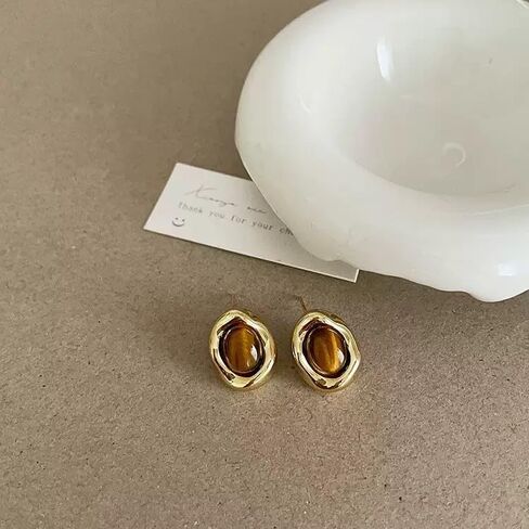 الذهب شريحة مطلية بعقدة مكتنزة هندسية DLER DANGLE TOMBITED LINK STUD أقراط للنساء مجوهرات الدائرة العصرية in Kuwait