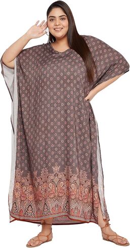 فستان Kaftan للنساء بالإضافة إلى التستر على التستر على الحجم رايون رايون كافيان ماكسي هاوس فساتين ملابس للسيدات للسيدات in Kuwait