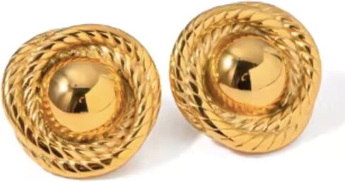 Gold Circle Rope Statement Earrings | 18K Gold Pated Stainless Steel | Hypoallergenic | Vintage Chunky Large Cute Trendy | Designer Earrings in Saudi Arabia
