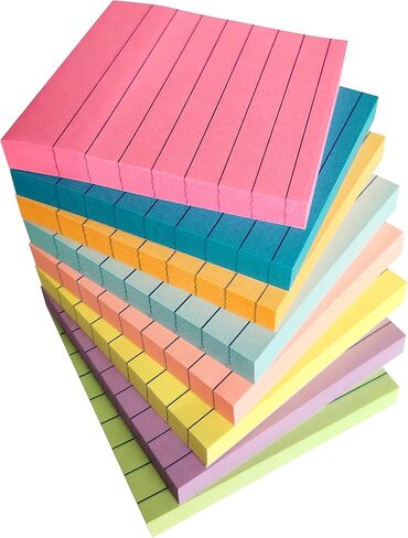 Lined Sticky Notes 4x6 Inch,6 Bright Colors Self-Stick Note Pads,Ruled Post Stickies Super Sticking Power Memo Pads,6 Pads,45 Sheets/Pad in Saudi Arabia