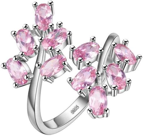 Uloveido Women's White Gold Plated Oval Cut Zirconia Zirconia Laurel Branch Leaf Leaf Admable Complible Complable Ring (Red ، Pink ، Purple) J681 in Saudi Arabia