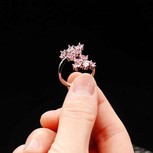 Uloveido Women's White Gold Plated Oval Cut Zirconia Zirconia Laurel Branch Leaf Leaf Admable Complible Complable Ring (Red ، Pink ، Purple) J681 in Saudi Arabia