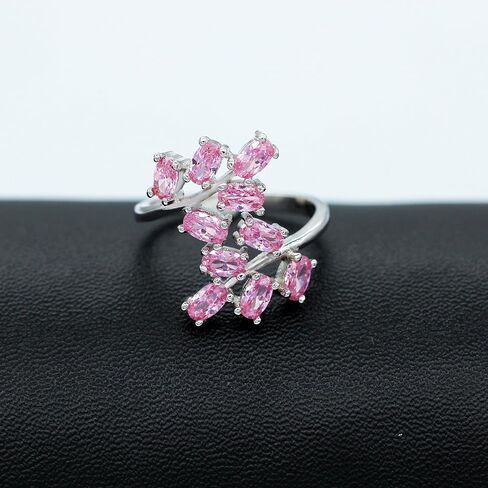 Uloveido Women's White Gold Plated Oval Cut Zirconia Zirconia Laurel Branch Leaf Leaf Admable Complible Complable Ring (Red ، Pink ، Purple) J681 in Saudi Arabia
