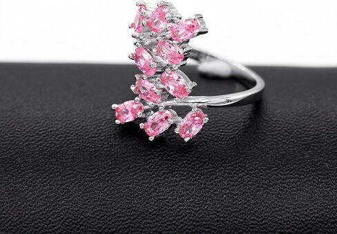 Uloveido Women's White Gold Plated Oval Cut Zirconia Zirconia Laurel Branch Leaf Leaf Admable Complible Complable Ring (Red ، Pink ، Purple) J681 in Saudi Arabia
