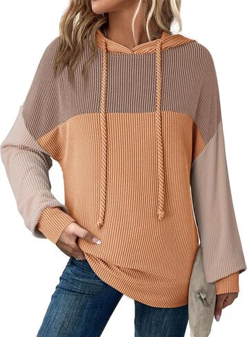 Hoodies Dokotoo للنساء بلوك بلوك من النوع الثقيل ذو الأكمام الطويلة ذات الأكمام الطويلة. in Saudi Arabia