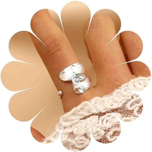 Vintage Abstract Human Face Rings Unique Mask Half Face Band Rings Open Adjustable Sculpture Statement Ring Gold Geometric Knuckle Jewelry for Women in Kuwait