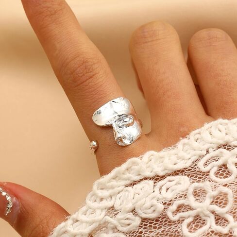 Vintage Abstract Human Face Rings Unique Mask Half Face Band Rings Open Adjustable Sculpture Statement Ring Gold Geometric Knuckle Jewelry for Women in Kuwait