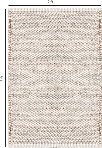 S & L Homes Jute Cotton Hand Woven Natural Farmhouse Area Rug for Living Room - Rustic Vintage Bohemian Décor - (8' x 10' Natural) in Saudi Arabia