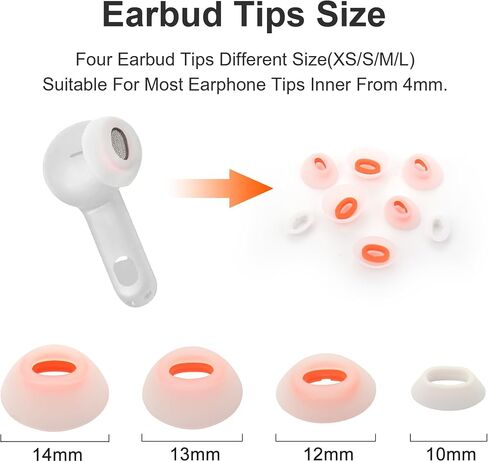 Tune Flex Earphone Tips 4 Pairs Replacement Ear Tips Compatible with JBL Tune Flex Earphones Silicone Ear Buds Tips XS/S/M/L 4 Size Earbuds Tips Set (4 Pairs, Black) in Kuwait