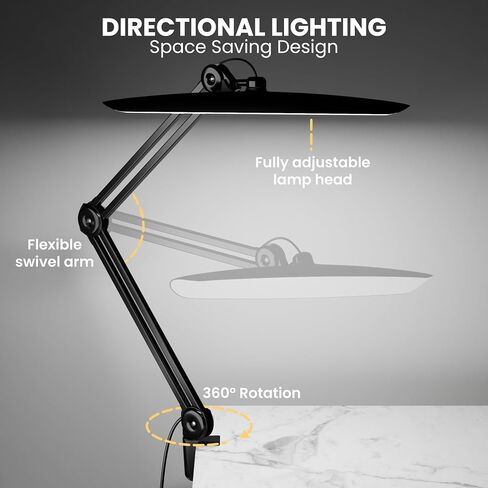 3000 Lumens Adjustable LED Desk Lamp & Task Lamp - Bright, Dimmable Lighting for Office, Crafts, Nails &Salon Hobbies with Clamp (CCT, White) in Saudi Arabia