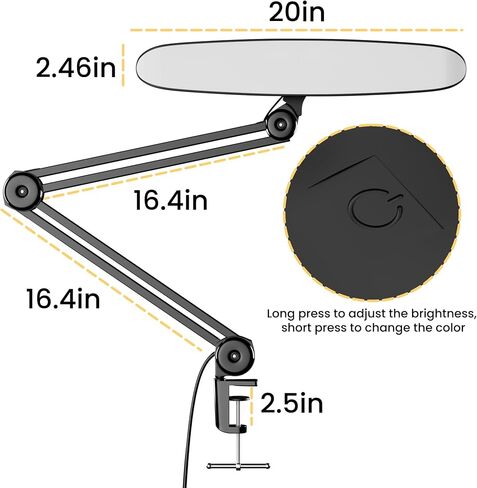 3000 Lumens Adjustable LED Desk Lamp & Task Lamp - Bright, Dimmable Lighting for Office, Crafts, Nails &Salon Hobbies with Clamp (CCT, White) in Saudi Arabia