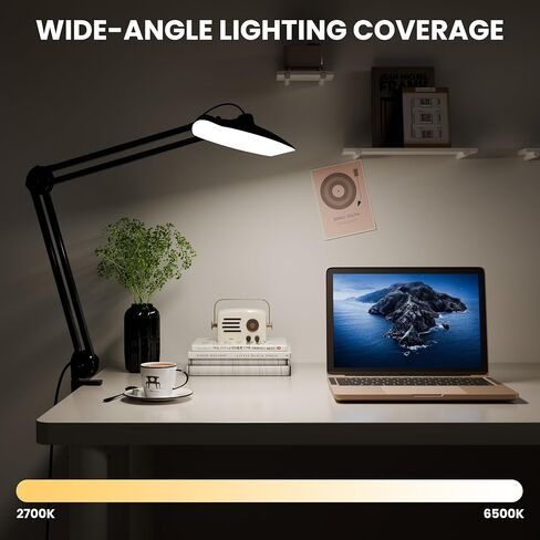 3000 Lumens Adjustable LED Desk Lamp & Task Lamp - Bright, Dimmable Lighting for Office, Crafts, Nails &Salon Hobbies with Clamp (CCT, White) in Saudi Arabia