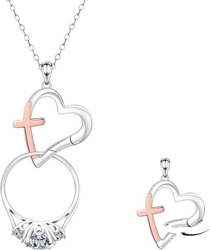 Ring Holder Necklace - 925 Sterling Silver Heart Cross Clip Necklace Holder for Women Wedding Engagement Ring Keeper for Wife Doctor Nurse in Saudi Arabia