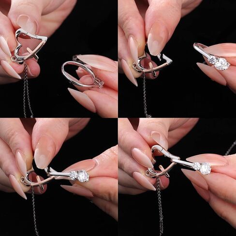 Ring Holder Necklace - 925 Sterling Silver Heart Cross Clip Necklace Holder for Women Wedding Engagement Ring Keeper for Wife Doctor Nurse in Saudi Arabia
