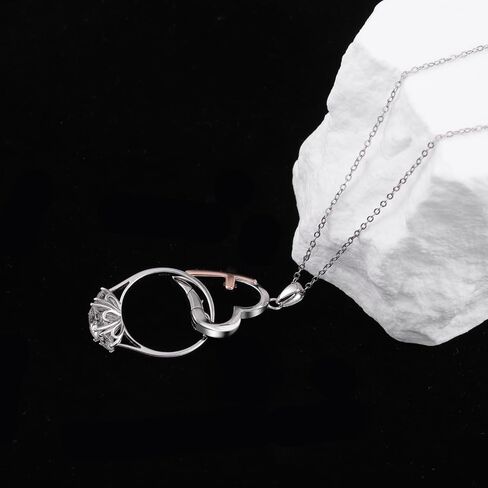 Ring Holder Necklace - 925 Sterling Silver Heart Cross Clip Necklace Holder for Women Wedding Engagement Ring Keeper for Wife Doctor Nurse in Saudi Arabia