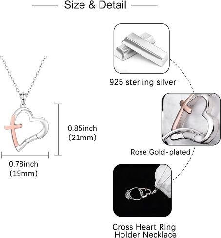 Ring Holder Necklace - 925 Sterling Silver Heart Cross Clip Necklace Holder for Women Wedding Engagement Ring Keeper for Wife Doctor Nurse in Saudi Arabia