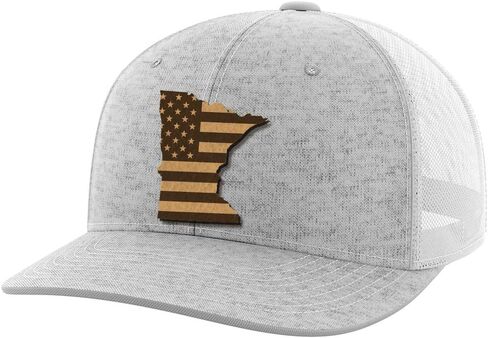 Greater Half Minnesota Leather Patch Trucker Hat – USA Made Adjustable Snapback Mesh Cap – United – 6-Panel Mid Profile in Kuwait