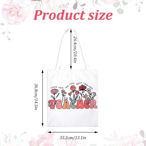 Teacher Gift for Women, Canvas Tote Bag Teacher Appreciation Retirement Gifts Sturdy Cotton Shoulder Bag for Women Personalized Gifts in Saudi Arabia