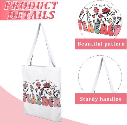 Teacher Gift for Women, Canvas Tote Bag Teacher Appreciation Retirement Gifts Sturdy Cotton Shoulder Bag for Women Personalized Gifts in Saudi Arabia