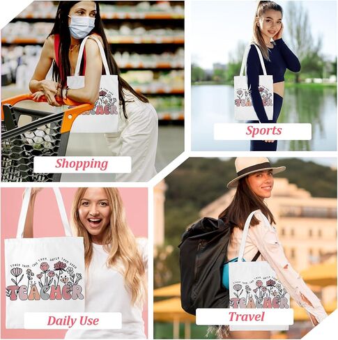 Teacher Gift for Women, Canvas Tote Bag Teacher Appreciation Retirement Gifts Sturdy Cotton Shoulder Bag for Women Personalized Gifts in Saudi Arabia