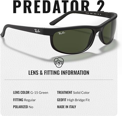 Ray-Ban RB2027 Predator 2 مستطيل الشكل الشمسي مع حزمة مجموعة النظارات الرسمية in Saudi Arabia