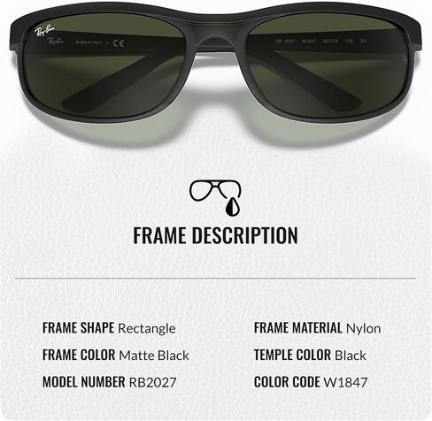 Ray-Ban RB2027 Predator 2 مستطيل الشكل الشمسي مع حزمة مجموعة النظارات الرسمية in Saudi Arabia