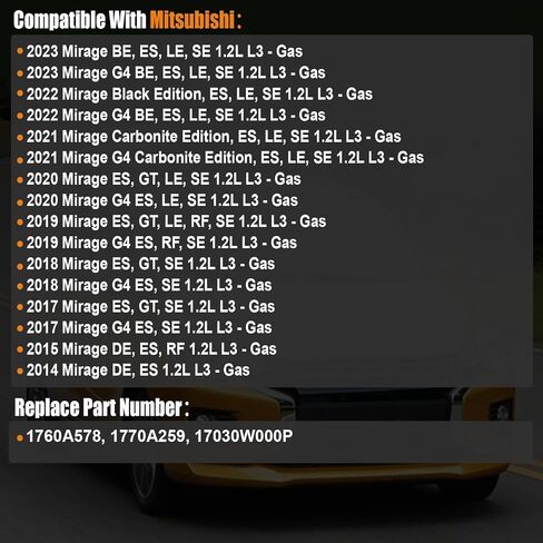 2014-2023 وحدة مضخة الوقود الكهربائية متوافقة مع Mitsubishi Mirage 2014-2022 ، Mirage G4 2017 2018 2019 2020 2021 2022 2023 ، L3 1.2L ، استبدل 1760A578 17030W000PPP in Saudi Arabia