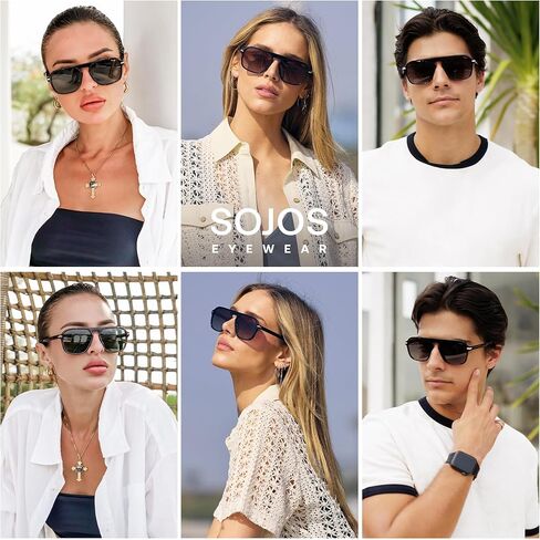 SOJOS Retro Aviator Polarized Sunglasses for Men Women Trendy Vintage Square Pilot Mens Shades SJ2370 in Saudi Arabia