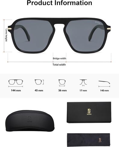 SOJOS Retro Aviator Polarized Sunglasses for Men Women Trendy Vintage Square Pilot Mens Shades SJ2370 in Saudi Arabia