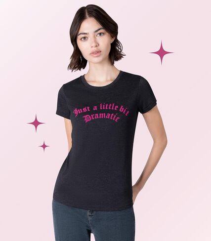 Paris Hilton Women's Fashion T-Shirt Embellished Graphics Short Sleeve Crew Neck Tops in Kuwait