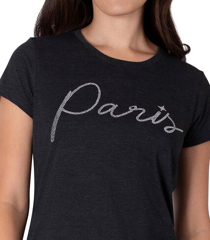 Paris Hilton Women's Fashion T-Shirt Embellished Graphics Short Sleeve Crew Neck Tops in Kuwait