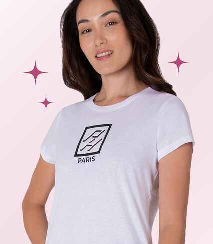 تي شيرت أزياء الأزياء في باريس هيلتون رسومات مزينة بأكمام قصيرة in Kuwait