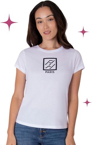 تي شيرت أزياء الأزياء في باريس هيلتون رسومات مزينة بأكمام قصيرة in Kuwait