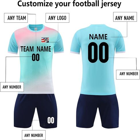 Football Shirt Uniform Sports Clothes Gift Personalize Kids Soccer Jersey for Boys Girls Youth in Saudi Arabia