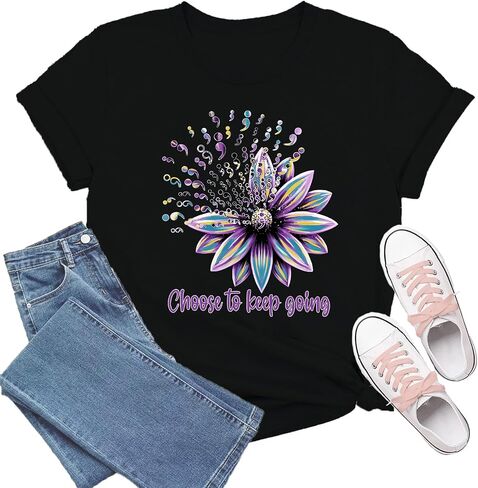 Mental Health Shirts for Women Suicide Awareness T-Shirt Suicide Prevention Tee Tops in Saudi Arabia