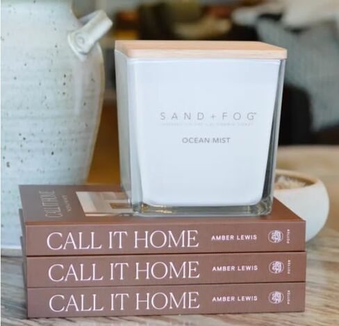 SAND + FOG 57oz Scented Soy Wax Blend Glass Candle Made with Essential Oils (Feu De Bois) in Saudi Arabia