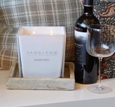 SAND + FOG 57oz Scented Soy Wax Blend Glass Candle Made with Essential Oils (Feu De Bois) in Saudi Arabia